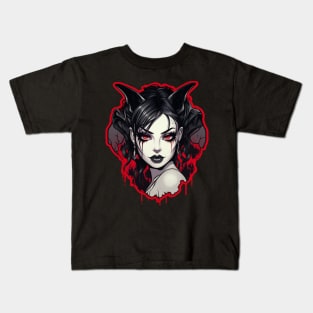 Goth Girl Demon Devil Succubus Kids T-Shirt